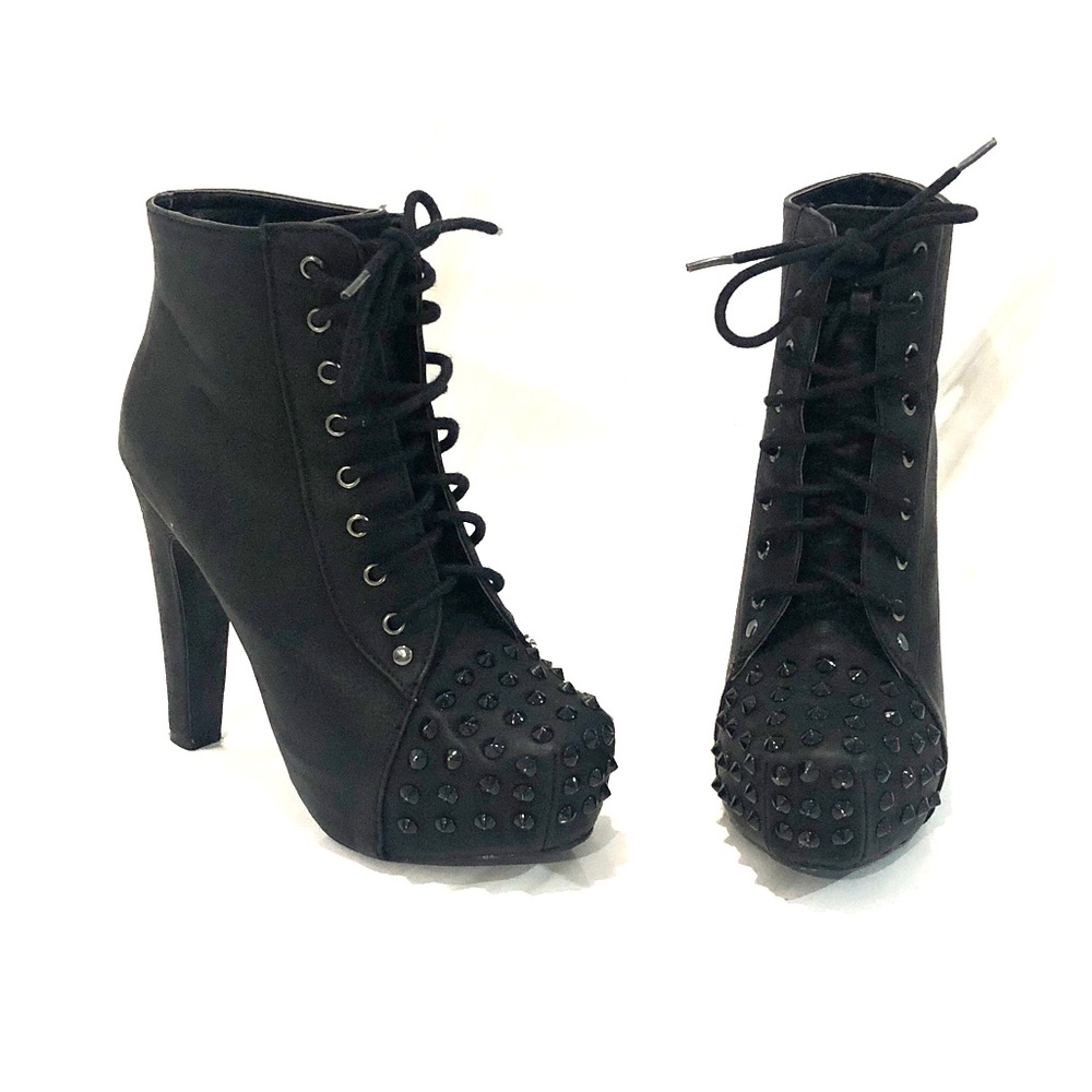 Studded black ankle boot